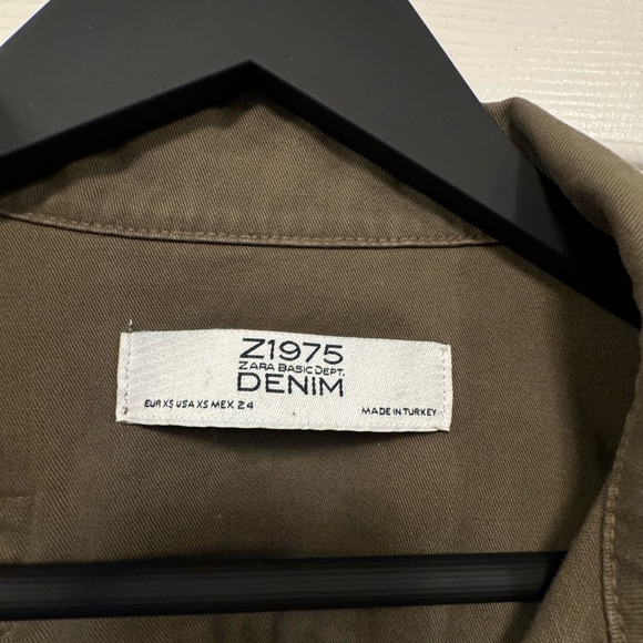 Zara Cropped Olive Green Jacket Butterfly Embroidery - Picture 4 of 10